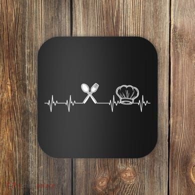 Chef Heartbeat Funny Culinary Chef Gift Cooking Lover TShirt Coaster