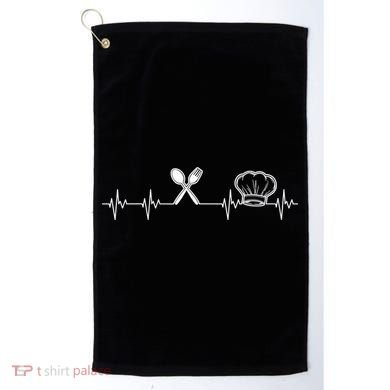 Chef Heartbeat Funny Culinary Chef Gift Cooking Lover TShirt Golf Towel