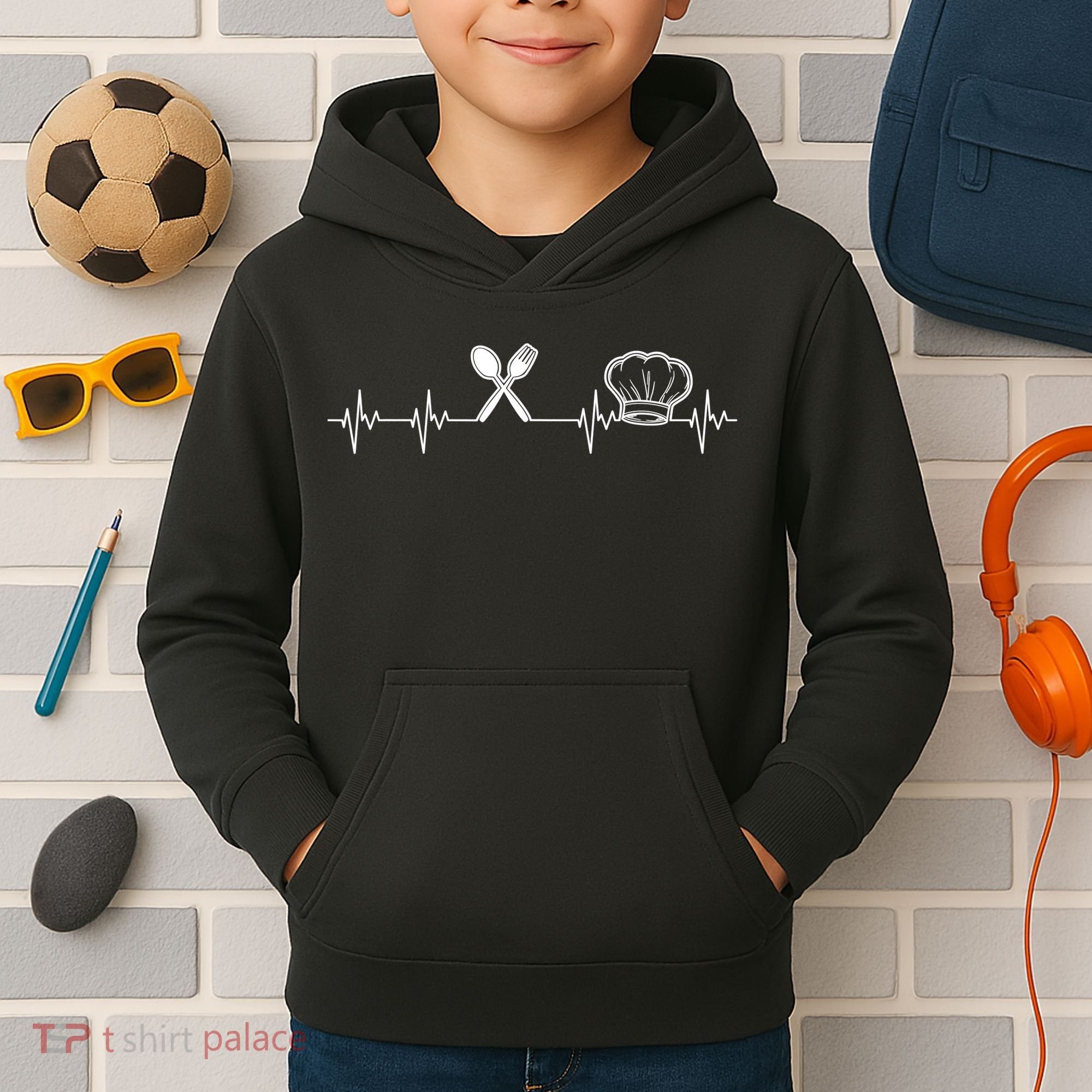 Chef Heartbeat Funny Culinary Chef Gift Cooking Lover TShirt Kids Hoodie