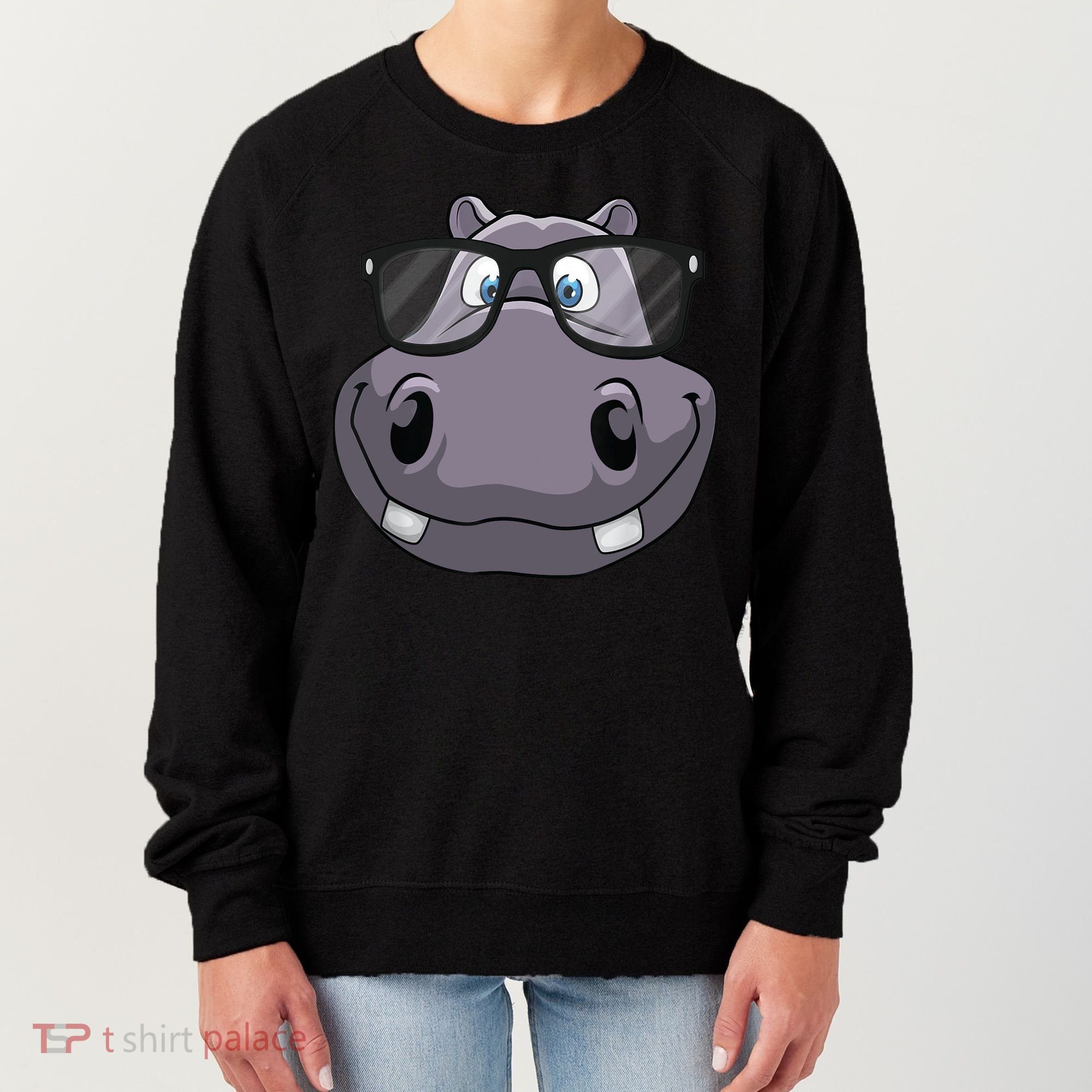 Cool Hippo For Reading Hippopotamus Zoo Women's Sweatshirt