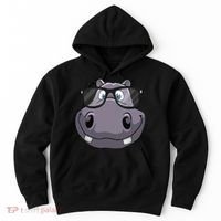 Cool Hippo For Reading Hippopotamus Zoo Hoodie thumb 0