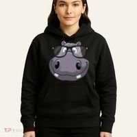 Cool Hippo For Reading Hippopotamus Zoo Hoodie thumb 5