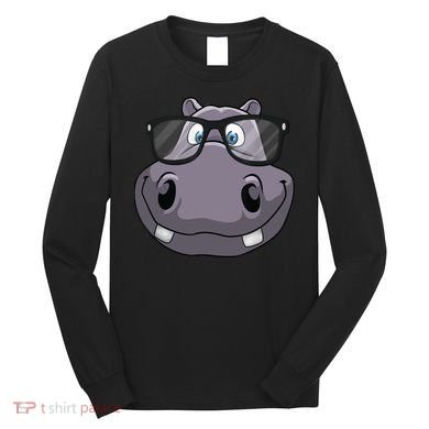 Cool Hippo For Reading Hippopotamus Zoo Long Sleeve Shirt