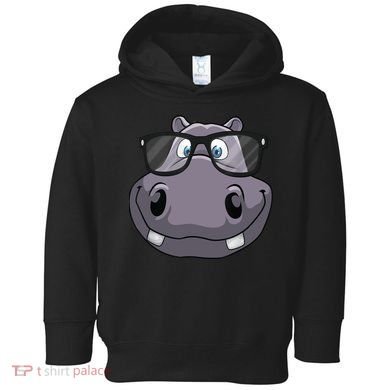 Cool Hippo For Reading Hippopotamus Zoo Toddler Hoodie
