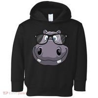 Cool Hippo For Reading Hippopotamus Zoo Toddler Hoodie thumb 0