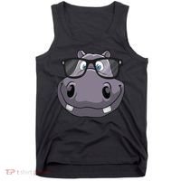 Cool Hippo For Reading Hippopotamus Zoo Tank Top thumb 0