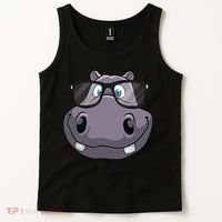 Cool Hippo For Reading Hippopotamus Zoo Tank Top thumb 2