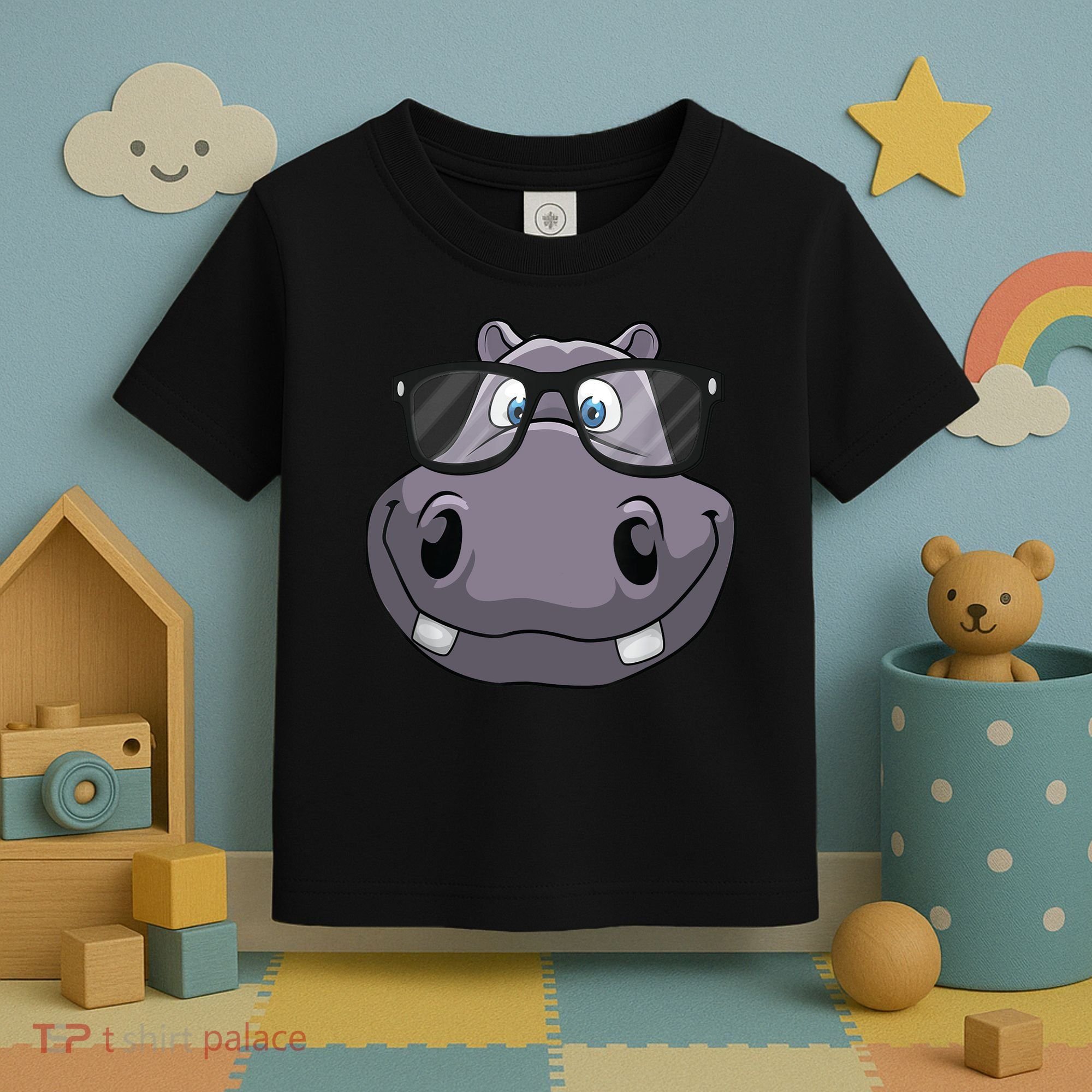 Cool Hippo For Reading Hippopotamus Zoo Toddler T-Shirt