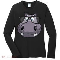 Cool Hippo For Reading Hippopotamus Zoo Women's Long Sleeve Shirt thumb 0