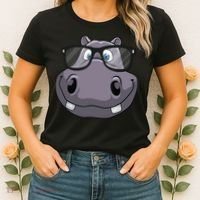 Cool Hippo For Reading Hippopotamus Zoo Women's T-Shirt thumb 2