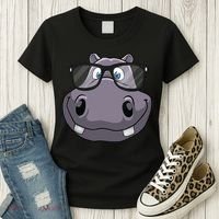 Cool Hippo For Reading Hippopotamus Zoo Women's T-Shirt thumb 3