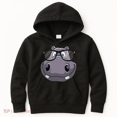 Cool Hippo For Reading Hippopotamus Zoo Kids Hoodie