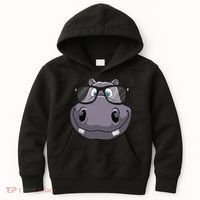Cool Hippo For Reading Hippopotamus Zoo Kids Hoodie thumb 0