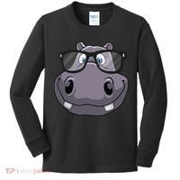 Cool Hippo For Reading Hippopotamus Zoo Kids Long Sleeve Shirt thumb 0