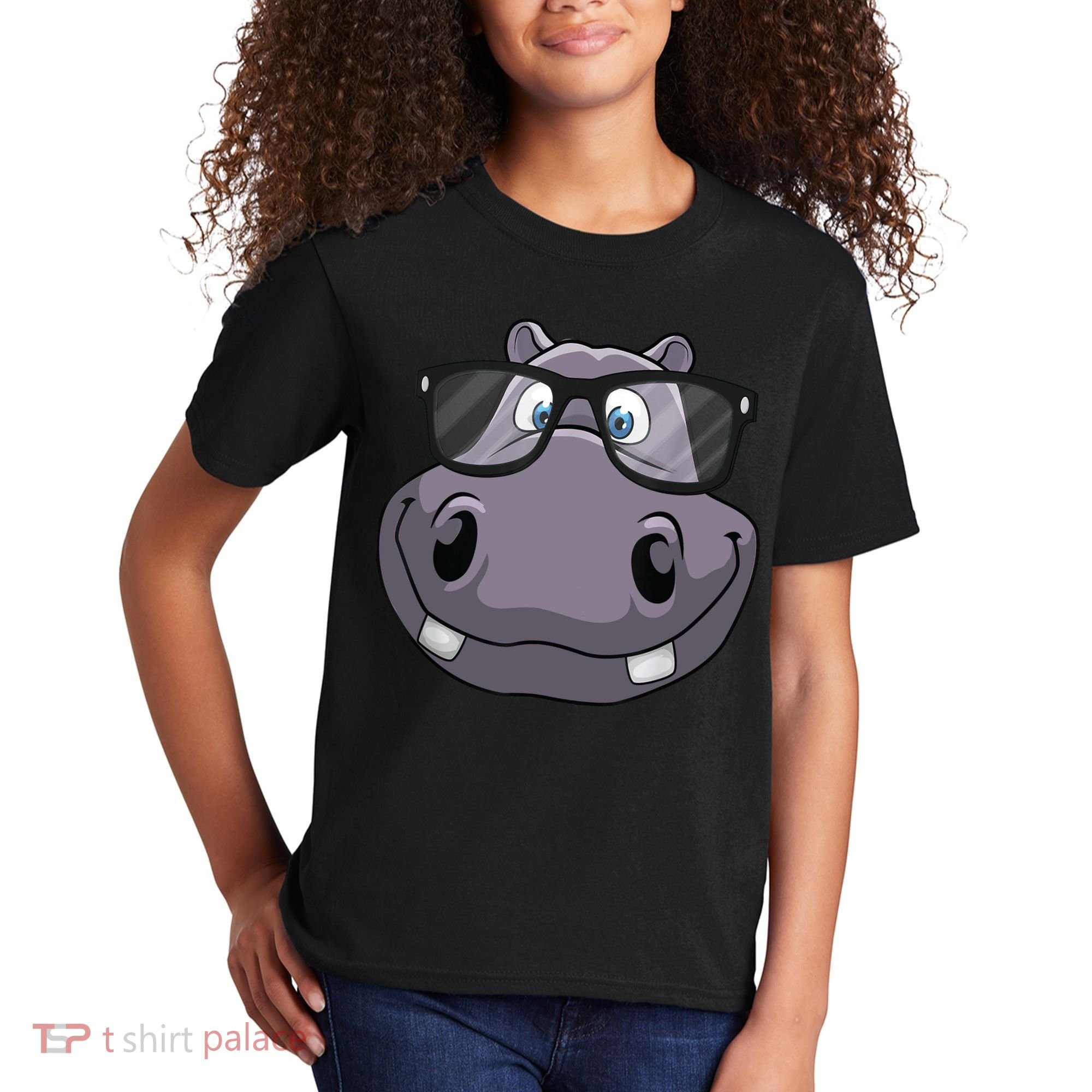 Cool Hippo For Reading Hippopotamus Zoo Kids T-Shirt
