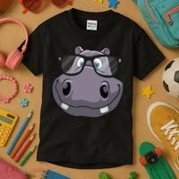 Cool Hippo For Reading Hippopotamus Zoo Kids T-Shirt thumb 3