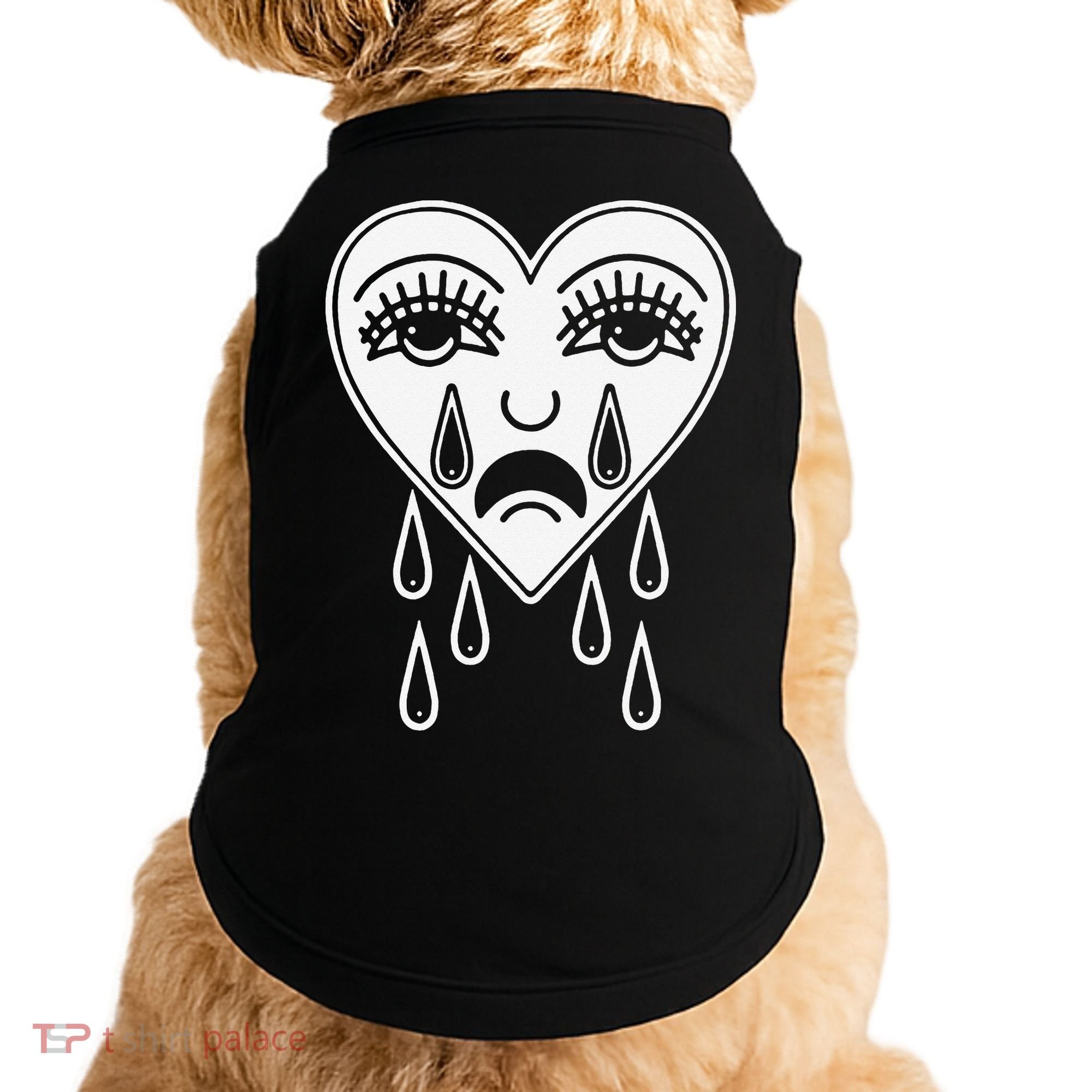 Crying Heart Flash Alternative Traditional Tattoo Artist Emo Doggie Tank