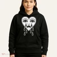 Crying Heart Flash Alternative Traditional Tattoo Artist Emo Hoodie thumb 5