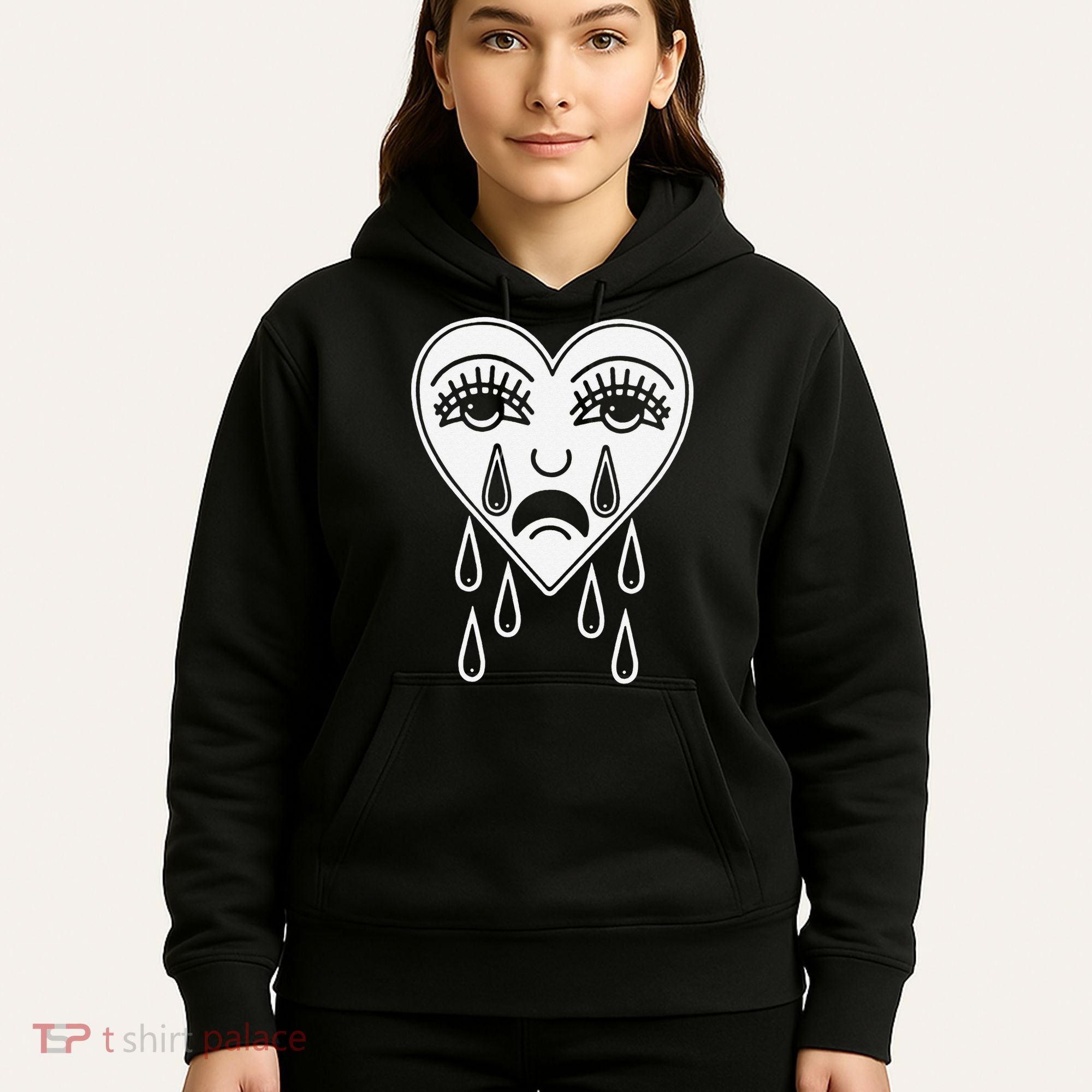 Crying Heart Flash Alternative Traditional Tattoo Artist Emo Hoodie