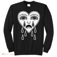 Crying Heart Flash Alternative Traditional Tattoo Artist Emo Sweatshirt thumb 0