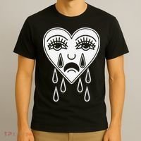 Crying Heart Flash Alternative Traditional Tattoo Artist Emo T-Shirt thumb 3
