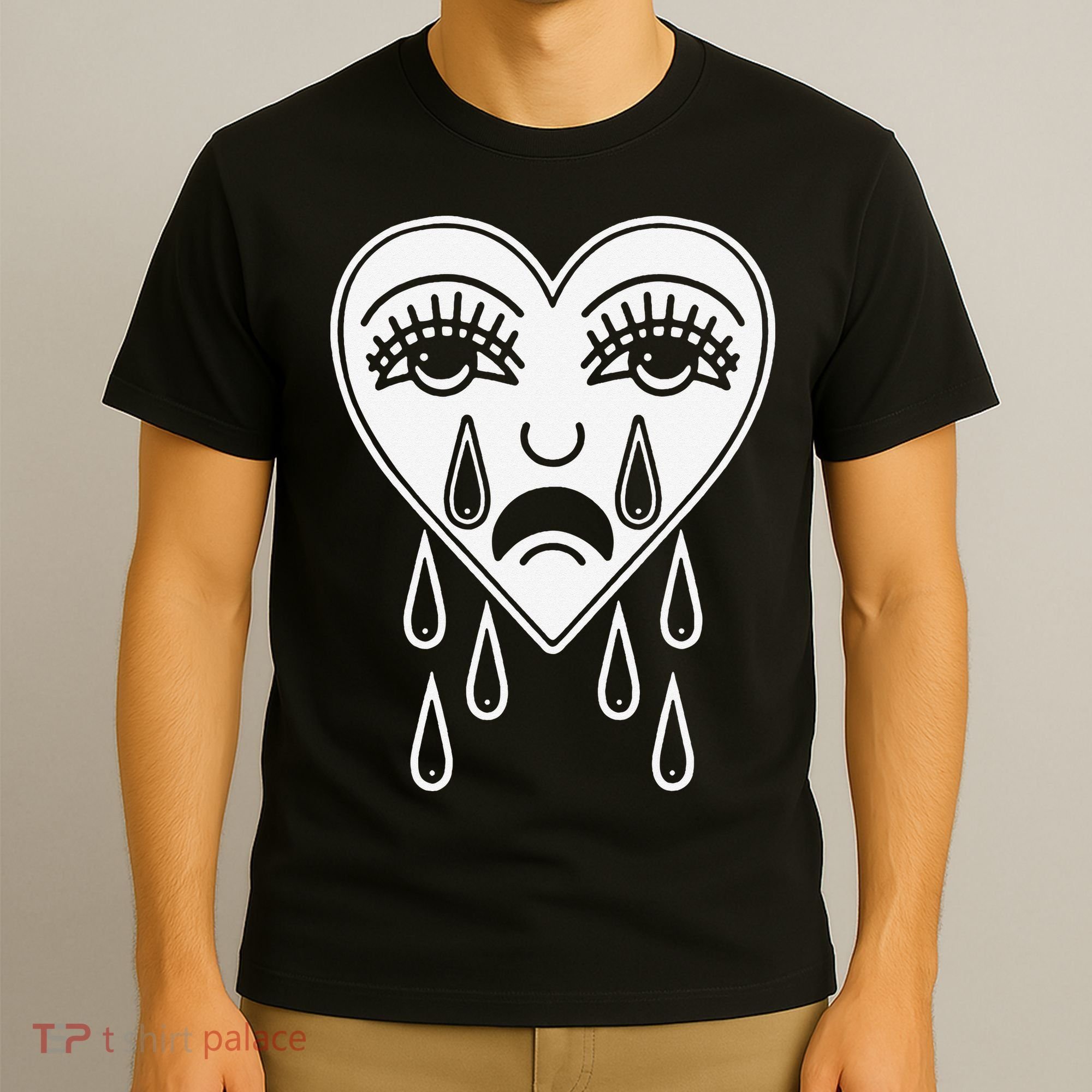 Crying Heart Flash Alternative Traditional Tattoo Artist Emo T-Shirt