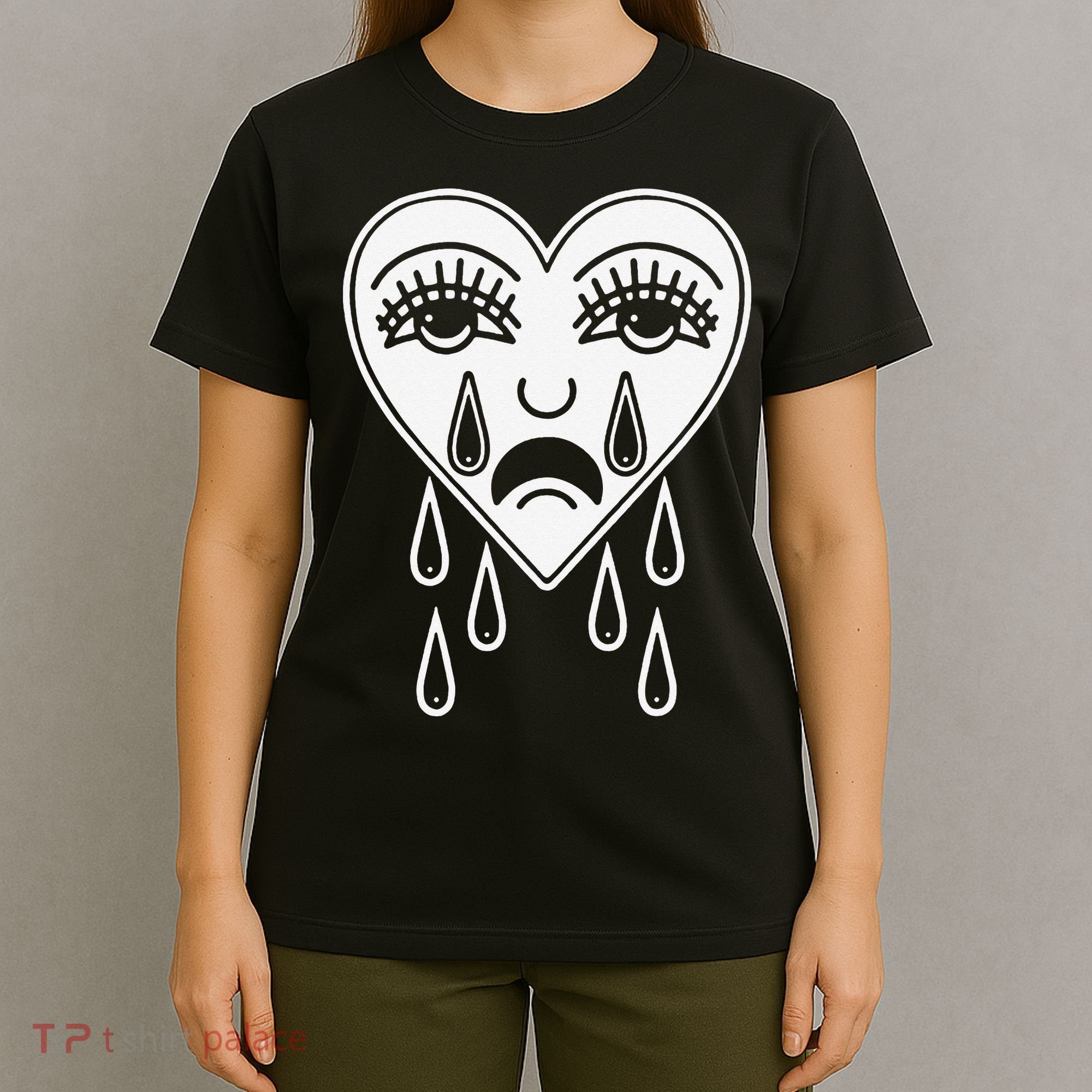 Crying Heart Flash Alternative Traditional Tattoo Artist Emo T-Shirt