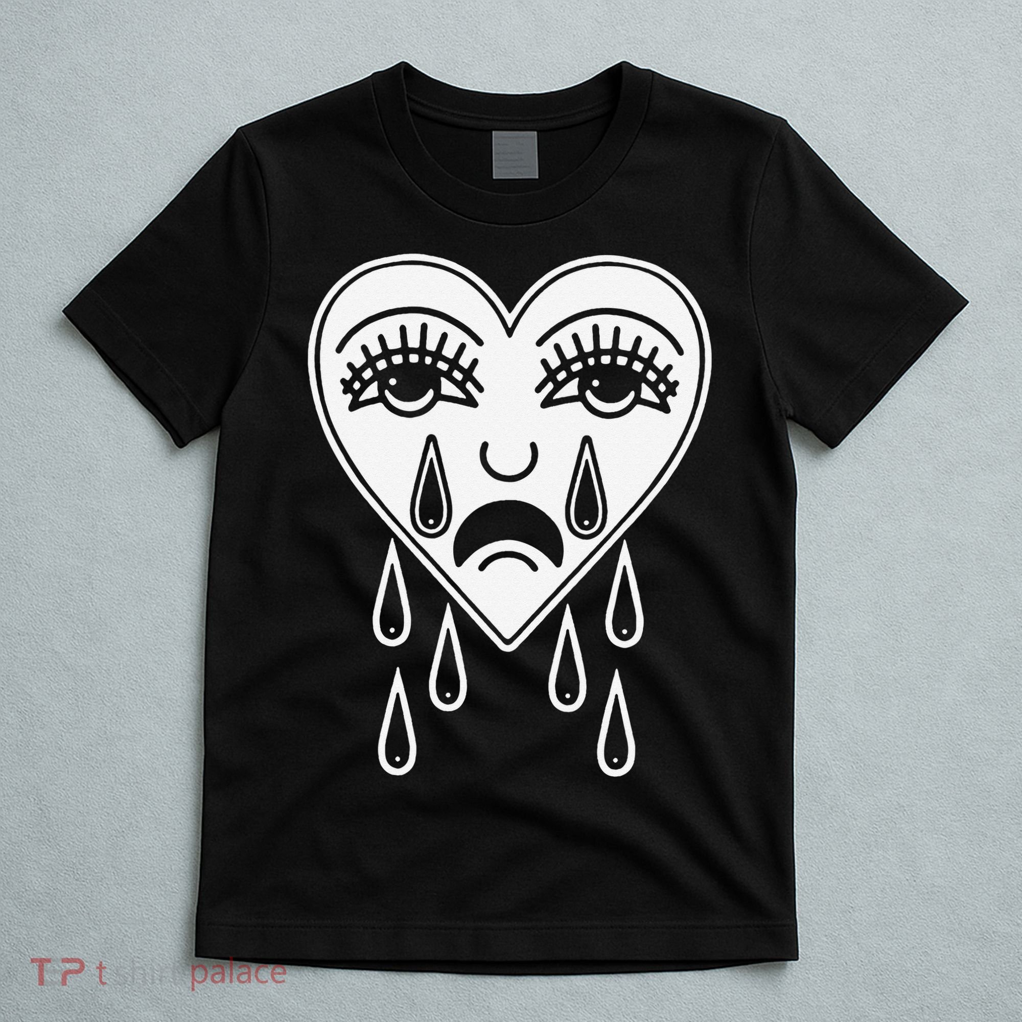 Crying Heart Flash Alternative Traditional Tattoo Artist Emo T-Shirt