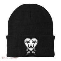 Crying Heart Flash Alternative Traditional Tattoo Artist Emo Beanie thumb 0