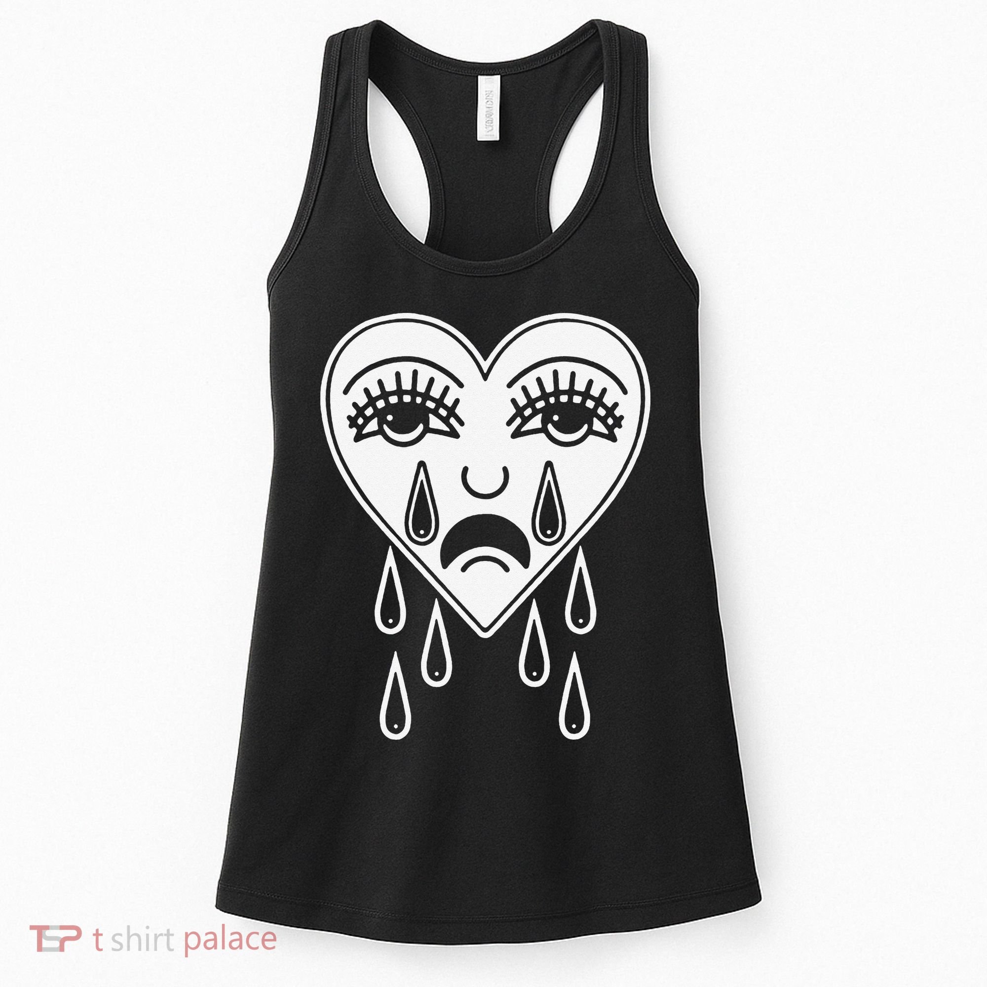 Crying Heart Flash Alternative Traditional Tattoo Artist Emo Women's Tank Top