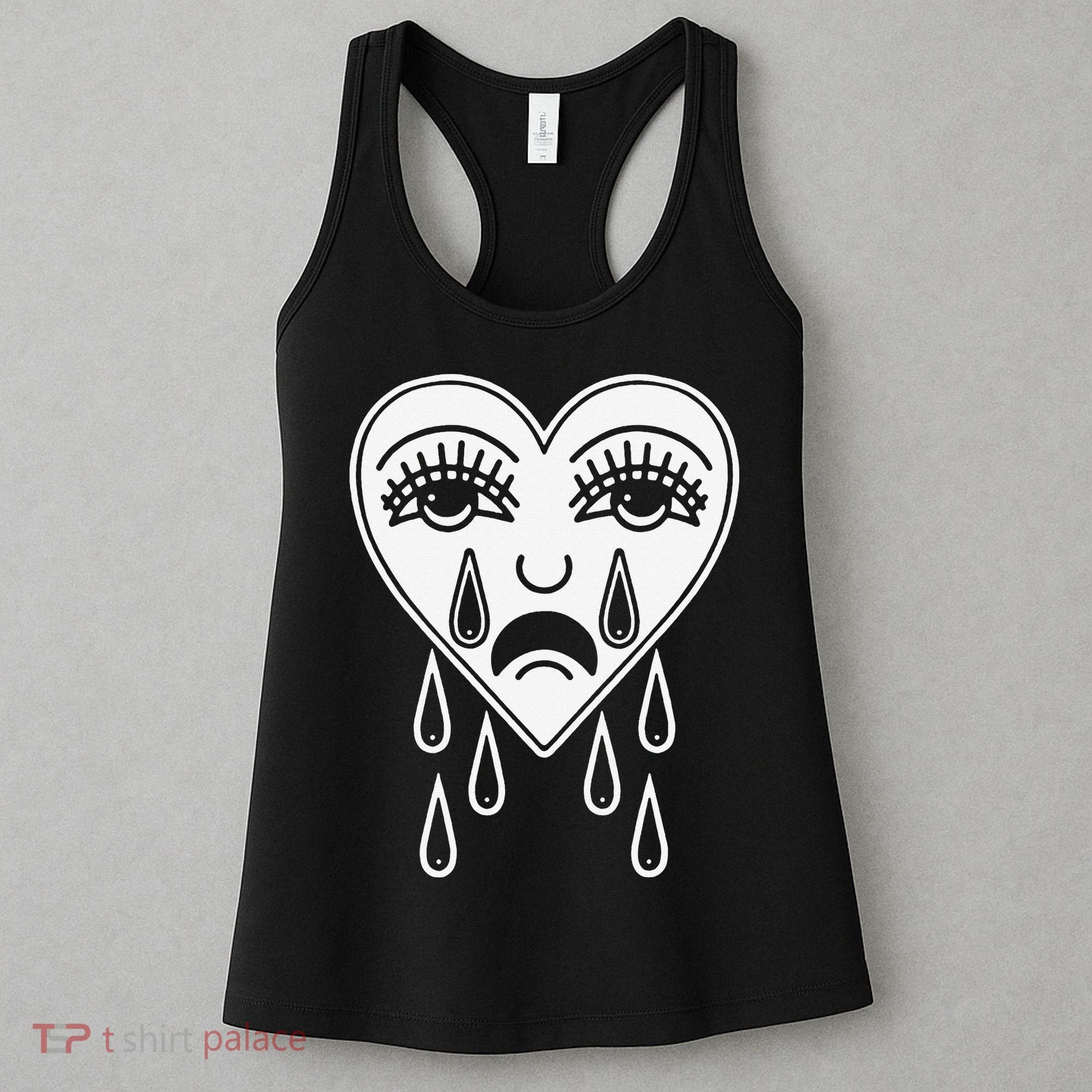 Crying Heart Flash Alternative Traditional Tattoo Artist Emo Women's Tank Top