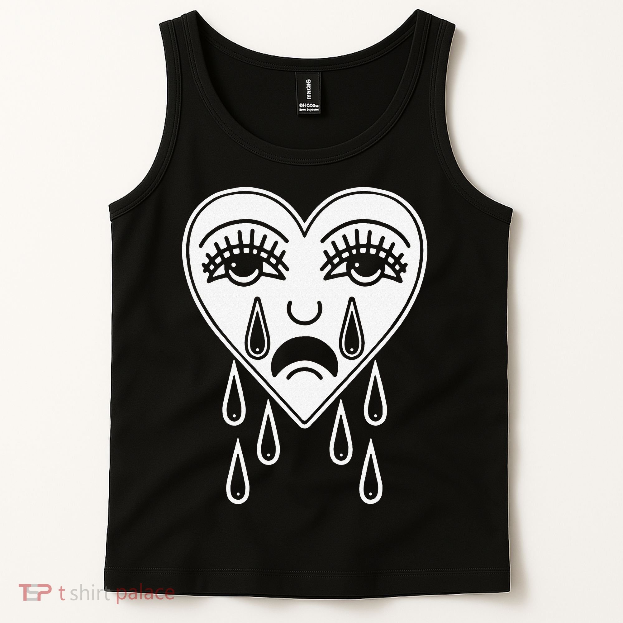 Crying Heart Flash Alternative Traditional Tattoo Artist Emo Tank Top