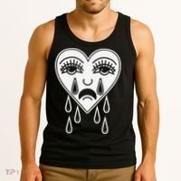 Crying Heart Flash Alternative Traditional Tattoo Artist Emo Tank Top thumb 3