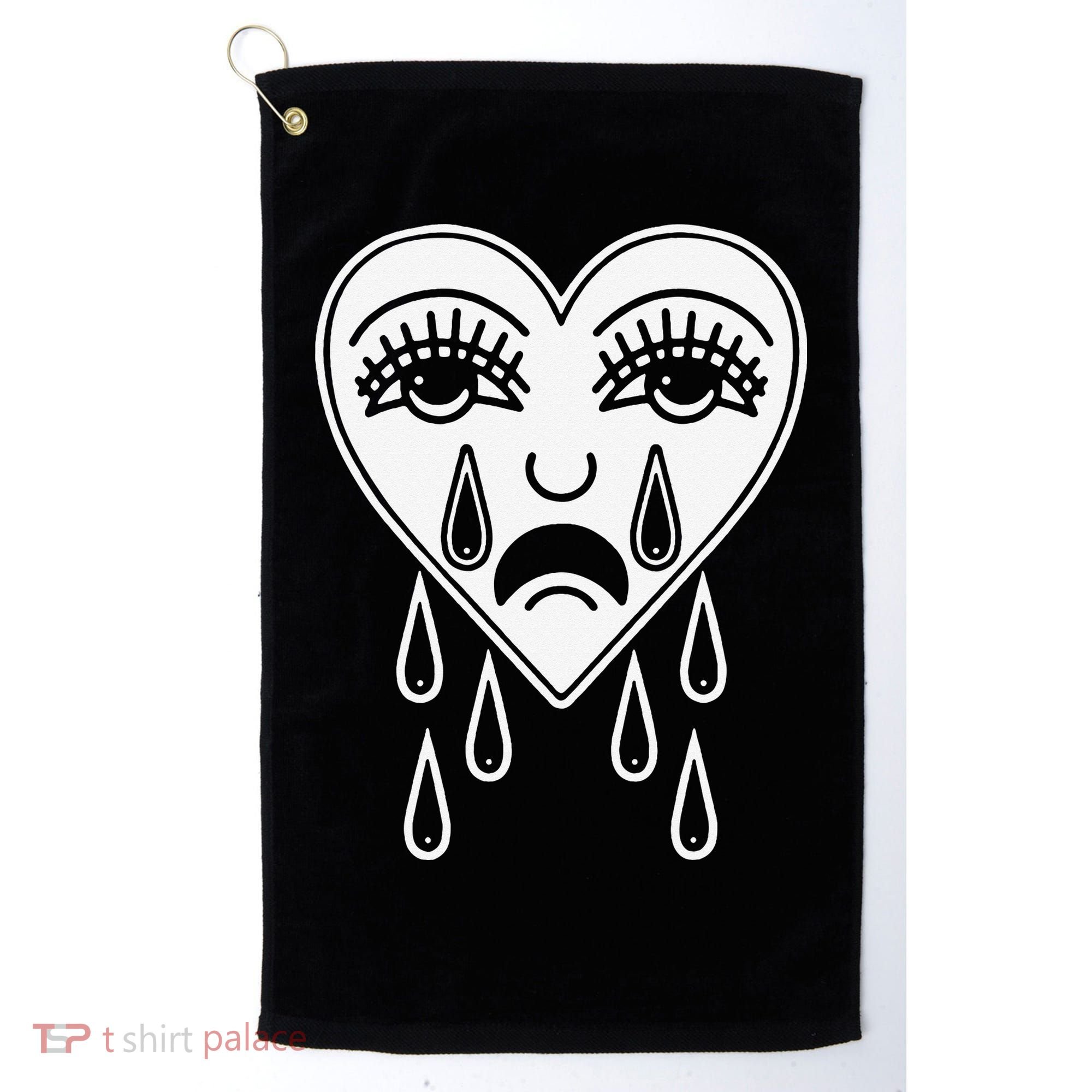 Crying Heart Flash Alternative Traditional Tattoo Artist Emo Golf Towel