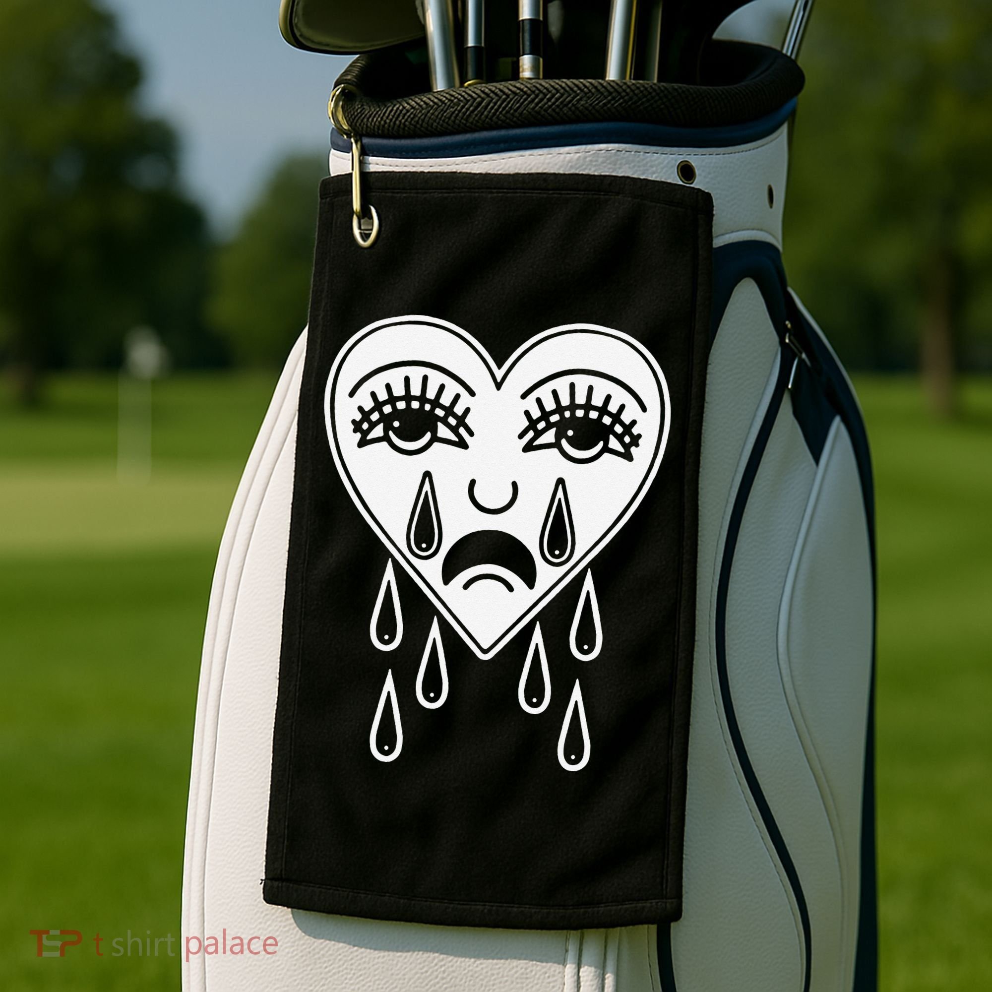 Crying Heart Flash Alternative Traditional Tattoo Artist Emo Golf Towel