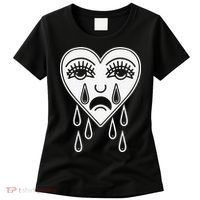 Crying Heart Flash Alternative Traditional Tattoo Artist Emo Women's T-Shirt thumb 0