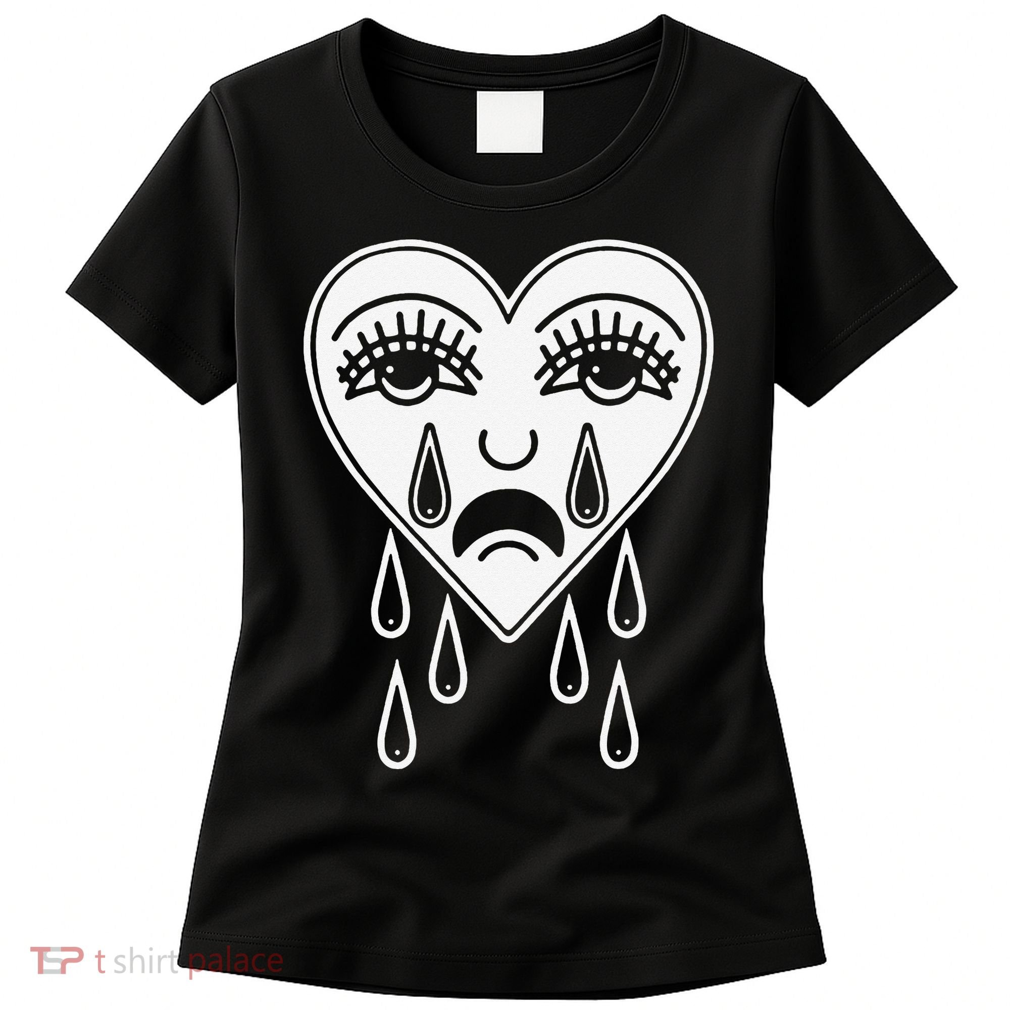 Crying Heart Flash Alternative Traditional Tattoo Artist Emo Women's T-Shirt