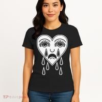 Crying Heart Flash Alternative Traditional Tattoo Artist Emo Women's T-Shirt thumb 4
