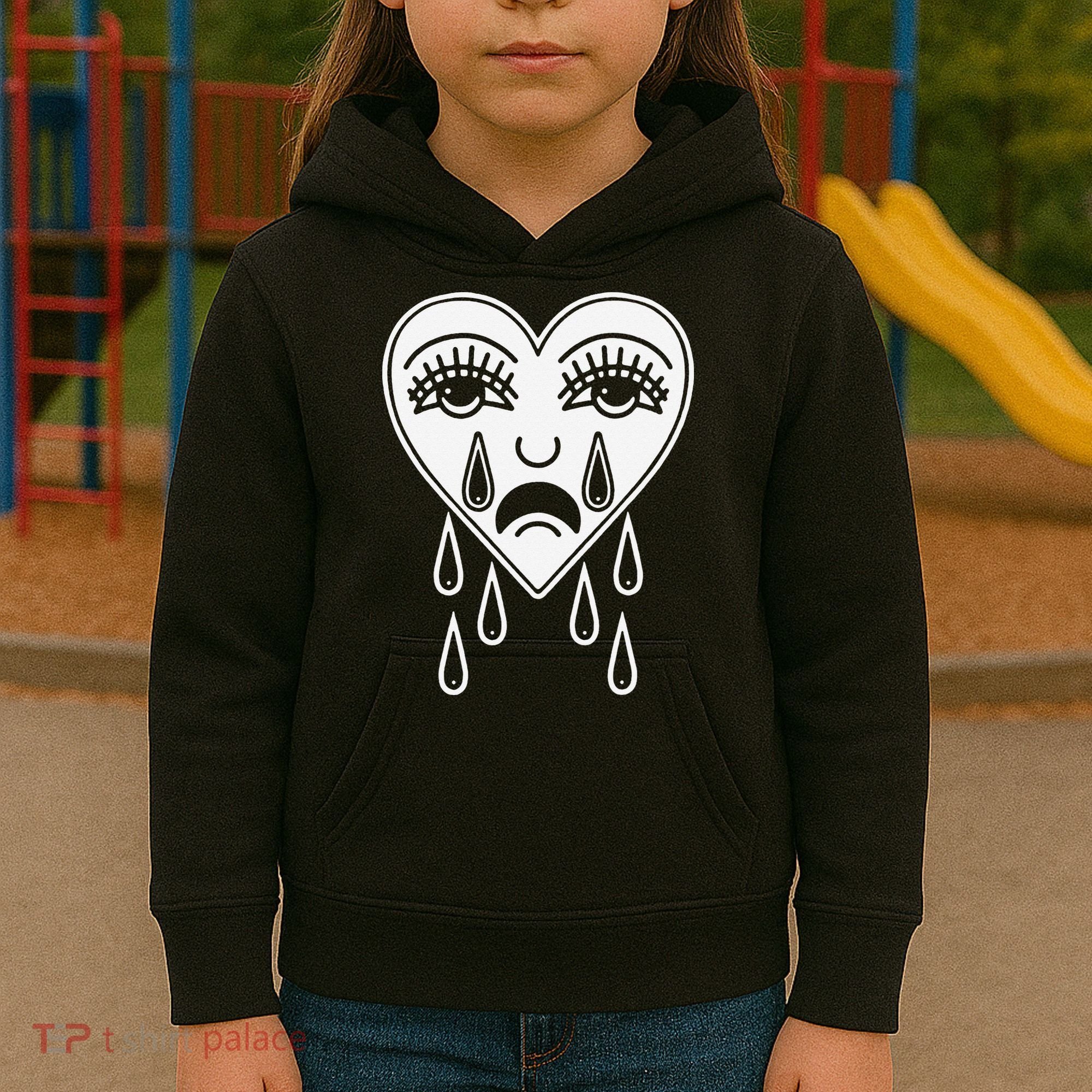 Crying Heart Flash Alternative Traditional Tattoo Artist Emo Kids Hoodie