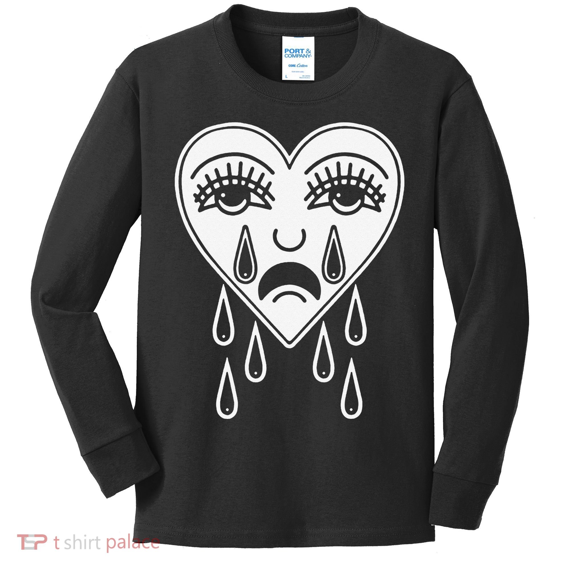 Crying Heart Flash Alternative Traditional Tattoo Artist Emo Kids Long Sleeve Shirt