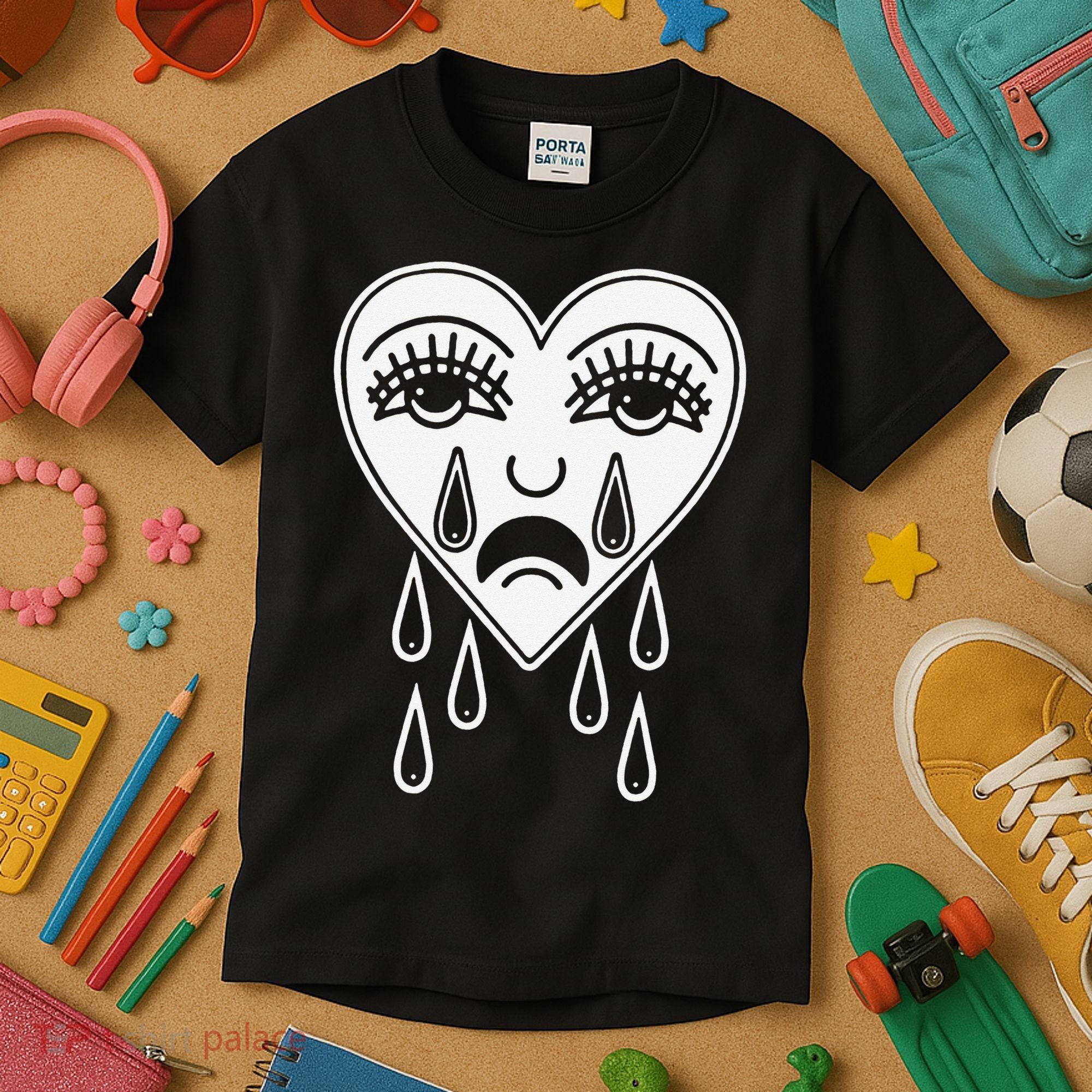 Crying Heart Flash Alternative Traditional Tattoo Artist Emo Kids T-Shirt