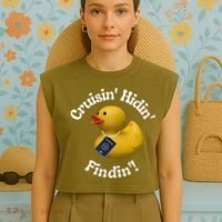 Cruising Hiding Finding Rubber Ducks Passport Hunt Hide Find Garment-Dyed Women's Muscle Tee thumb 4