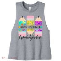 Cute Happy First Day Of Kindergarten Women's Racerback Cropped Tank thumb 0