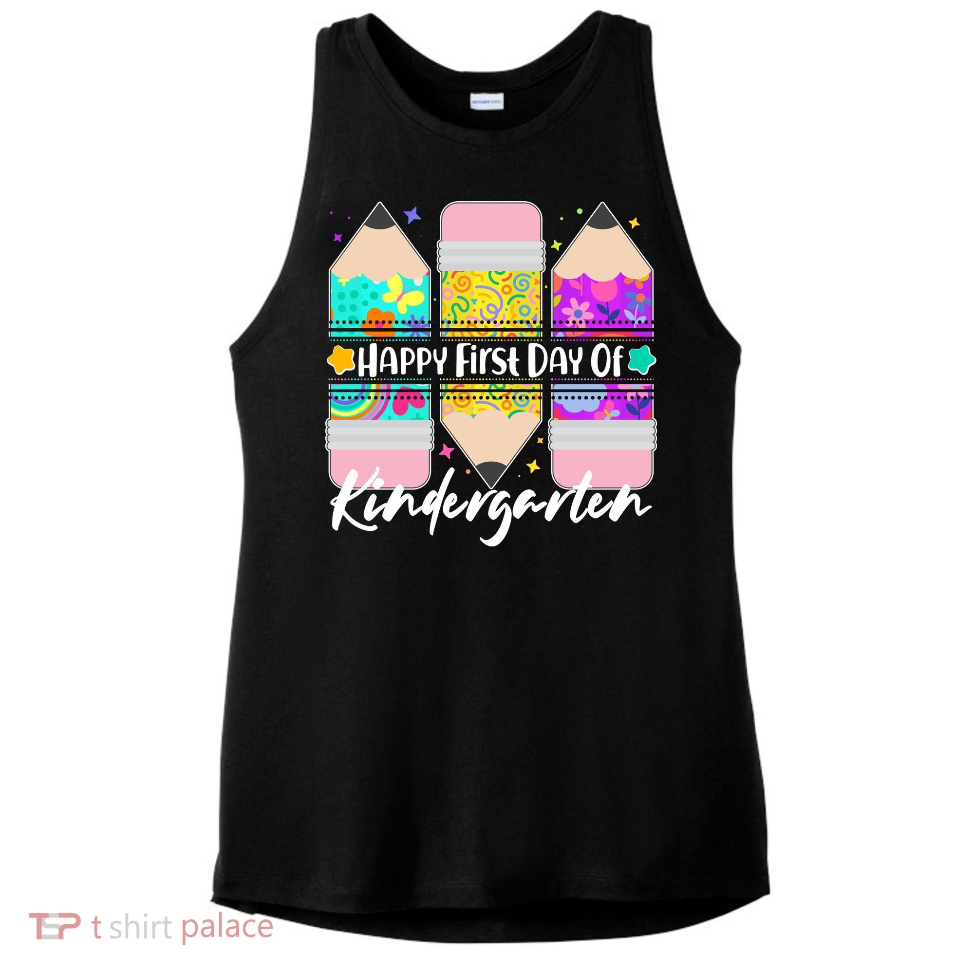 Cute Happy First Day Of Kindergarten Ladies PosiCharge Tri-Blend Wicking Tank