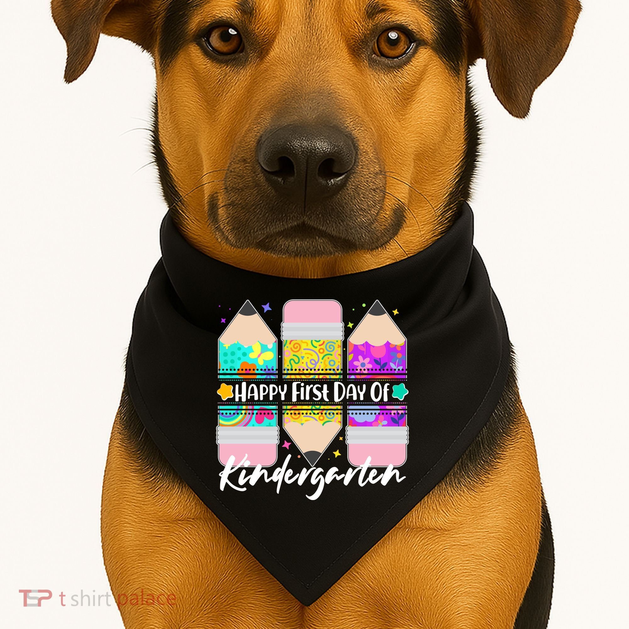 Cute Happy First Day Of Kindergarten USA-Made Doggie Bandana