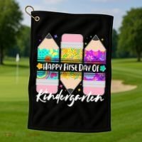 Cute Happy First Day Of Kindergarten Golf Towel thumb 1