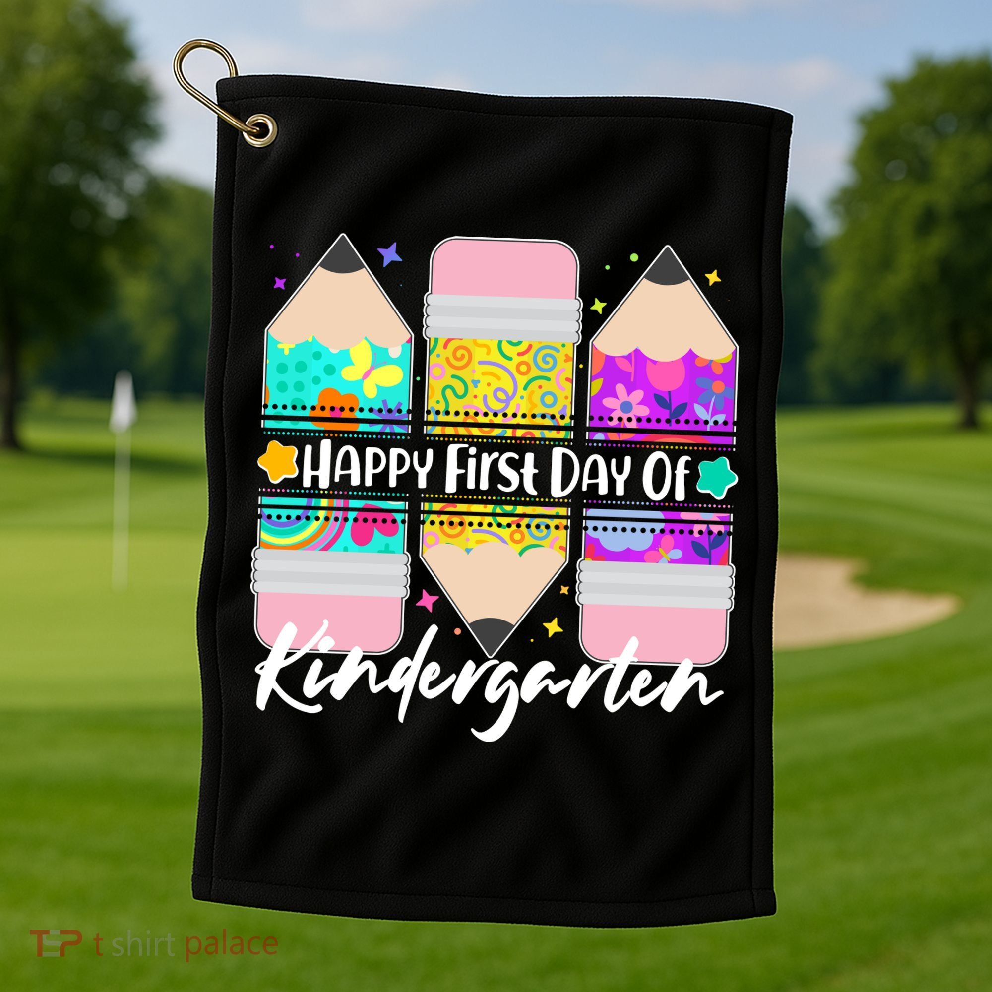 Cute Happy First Day Of Kindergarten Golf Towel