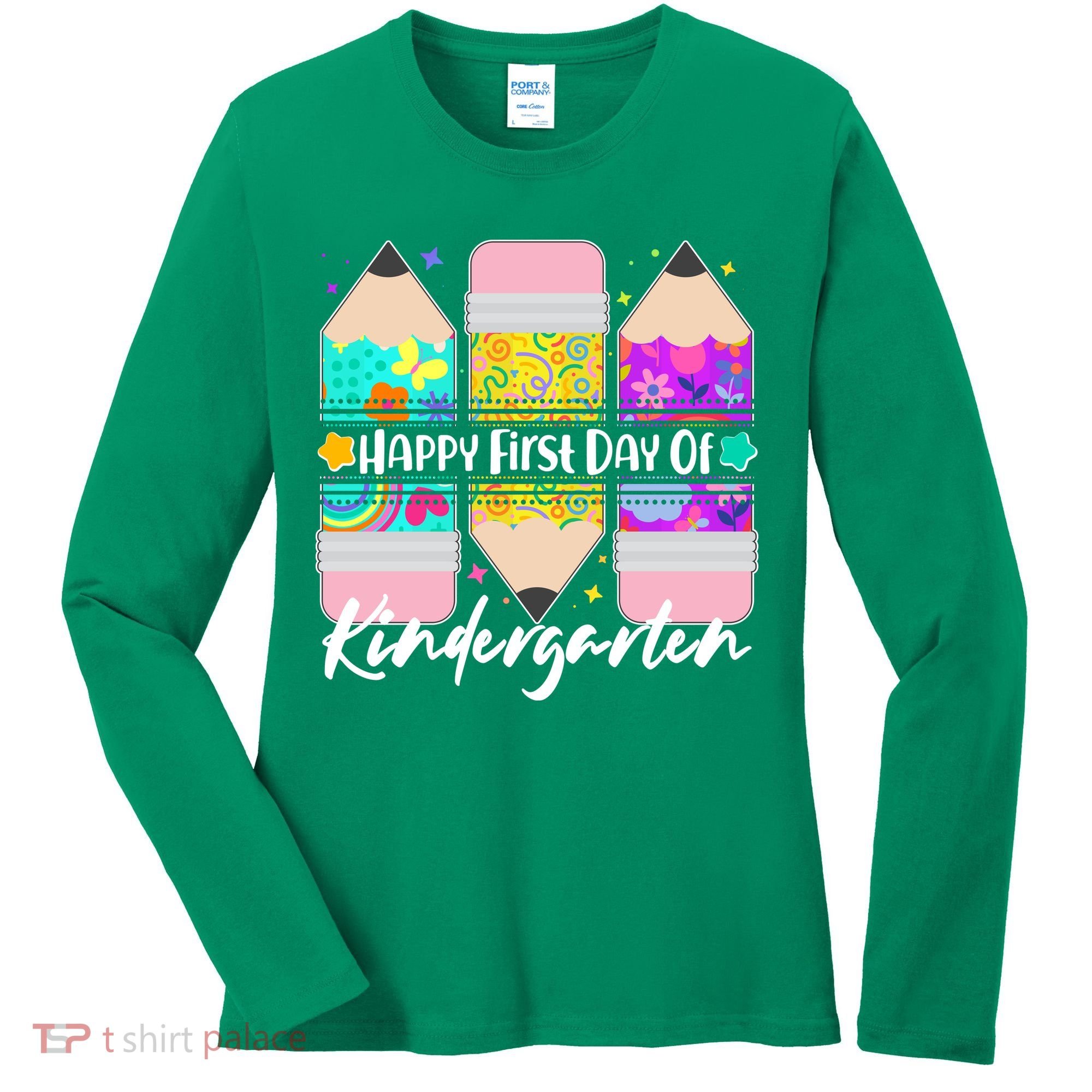 Cute Happy First Day Of Kindergarten Women's Long Sleeve Shirt