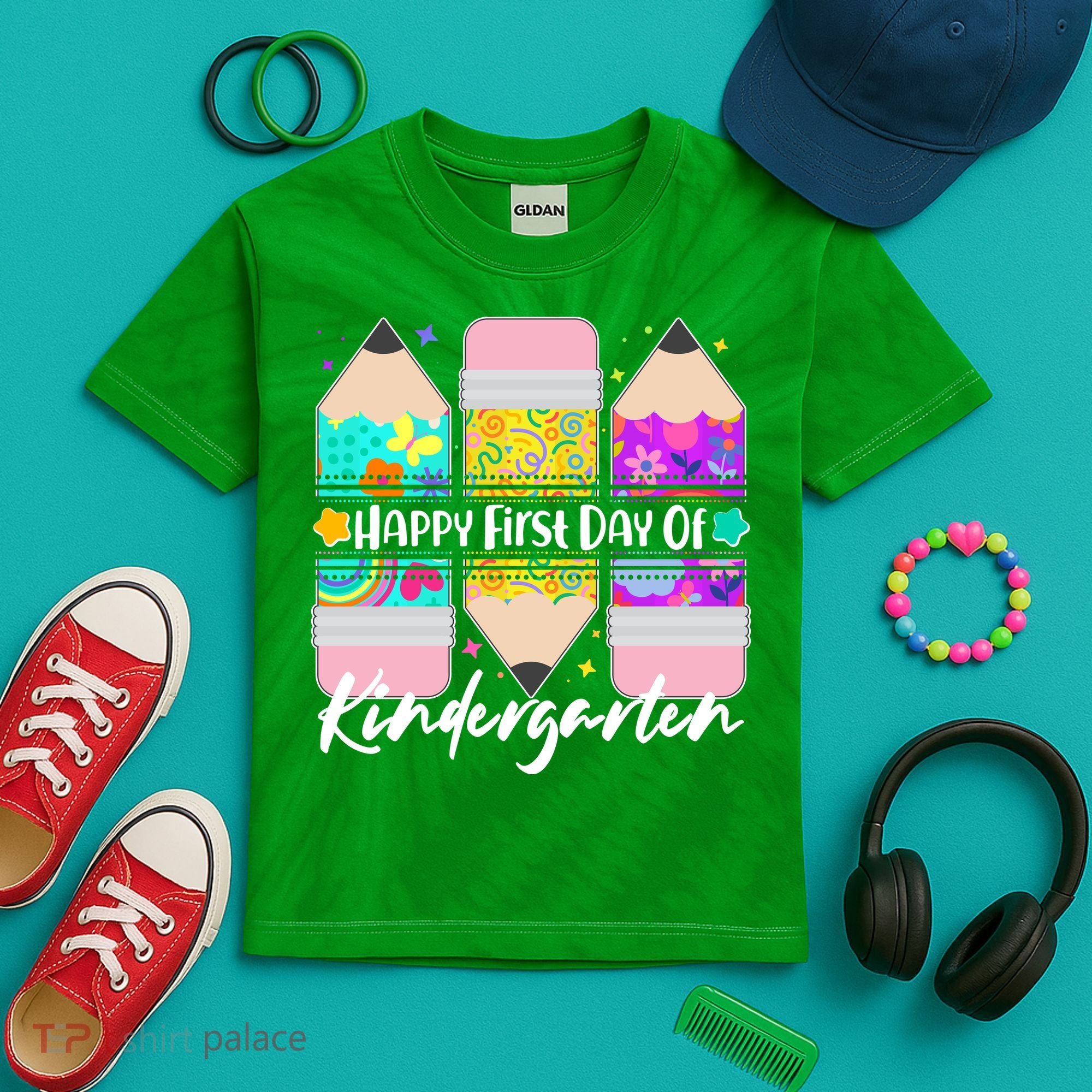Cute Happy First Day Of Kindergarten Kids Tie-Dye T-Shirt