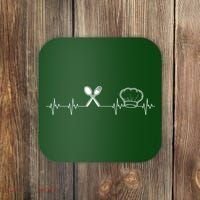 Chef Heartbeat Funny Culinary Chef Gift Cooking Lover Coaster thumb 0